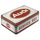 Nostalgic-Art Retro Vorratsdose Flach, 2,5 l, Audi – Service Box – Geschenk-Idee für Audi-Zubehör Fans, Original Lizenzprodukt (OLP), Blech-Dose mit Deckel, Werkstatt-Deko im Vintage Design