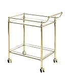 HAKU Möbel Servierwagen vermessingt, Metall, Sicherheitsglas - Maße: B 68 cm x H 78 cm x T 40 cm, Style: Contemporary