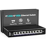 10Gbe Ethernet Switch Unmanaged mit 2 x 10Gb RJ45-Ports ➕ 8 x 2.5Gb Base-T-Ports, Desktop-/Wandmontage NICGIGA 10-Port 10G Netzwerk-Switch für Wireless AP, NAS, PC