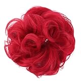 CAISHA Scrunchie Haarteil Haargummi Dutt Haarverdichtung Groß Emilia Gewellt Unordentlich DM15cm Rot G28E
