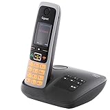 Gigaset C430A - Schnurloses DECT-Telefon mit Anrufbeantworter und Freisprechfunktion, klassisches Mobilteil mit TFT-Farbdisplay, schwarz-silber