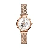 FOSSIL Damenuhr Carlie Mini ME, 28 mm Gehäusegröße, Automatikwerk, Edelstahl-Mesh-Armband
