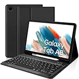 YUEJIDZ Tastatur Hülle für Samsung Galaxy Tab A8 10,5 Zoll,QWERTZ Deutsches Layout Bluetooth Magnetisch Tastatur mit Stifthalter für Galaxy Tab A8 2022/2021 SM-X200/X205/X207, Schwarz