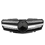 Artudatech Frontstoßstangengitter Auto Kühlergrill Grille Schwarz Fit für Mercedes R230 SL500 SL600 2003-2006 1 Fin Star AMG