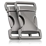 Ganzoo Metall-Klickverschluss mit Feder-Verschluss, 2er Set, 5/8" / Klippverschluss/Steckschließer/Steckverschluss für Paracord-Armbänder, Hundehalsbänder, Rucksack, Farbe: titan