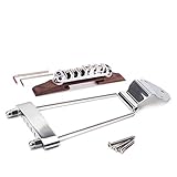 Alnicov Northwest Guitars Archtop Jazz Gitarre Palisander Steg höhenverstellbar & Saitenhalter Trapez für Jazz Gitarren Teile, Chrom