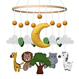 ENGEL + PIRATEN Baby Mobile mit Tieren aus Filz Safari Jungle Babyzimmer Dekoration