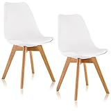 Deuline Esszimmerstühle 28mm stärke Massivholzbeine SGS geprüft Polsterstuhl Esszimmer Stuhl Oslo 2er-Set Weiss 521248