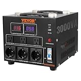 VEVOR 3000W Spannungswandler Transformator AC 110V⇋220V Transformer Wandler 3 US NEMA 5-15R 3-polige Ausgangssteckdosen, 3 europäische Shucko-Ausgangssteckdosen, 1 USB-Buchse und 1 Typ-C-Buchse