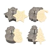 4 Stück Ausstechformen Weihnachten,Plätzchenausstecher Weihnachten,Ausstecher PläTzchen Stempel,Kinder Keks Keksausstecher,Weihnachtsausstecher Formen Klein Set,Ausstechform Cookie Kekse,Weihnachts