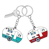 Bremorou 2 Stück Schlüsselanhänger Wohnwagen Deko Personalisiert Schlüsselanhänge Auto Motiv Schlüsselanhänger Stilvolle Schlüssel Anhänger für Rv Reise Campervan Charm
