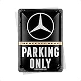 Nostalgic-Art Retro Blechpostkarte, 10 x 14 cm, Mercedes-Benz – Parking Only – Geschenk-Idee für Mercedes-Fans, Original Lizenzprodukt (OLP), Postkarte aus Metall, Mini-Blechschild als Grußkarte
