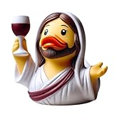 Generisch Jesus Ente Christliche Geschenke 9 cm Jesus Gummiente Statue Harz Lustige Jungfrau Maria Ente Figur Schreibtisch Ornament Christliches Deko