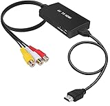 RCA auf HDMI Konverter, 1080P Composite CVBS AV zu HDMI Video Audio Konverter Adapter mit HDMI-Kabel für PS2/Xbox/SNES/ N64/ VHS/VCR Videorecorder DVD, Unterstützt PAL/NTSC
