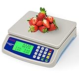 Waage digital bis 30kg große küchenwaage obstwaage mit LCD Display und Tara Funktion digitalwaage mit PCS zählwaage´, 3 Einheiten Konvertierung
