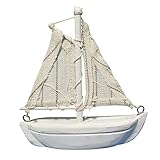 Rayher 8606500 Segelboot aus Polyresin, Rumpflänge 7,5 cm, Höhe mit Mast ca. 8,5 cm, perfekt für maritime Dekorationen