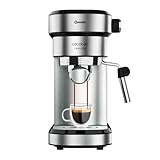 Cecotec Espressomaschine mit Doppelauslauf Cafelizzia Steel. 1350W, Siebträger mit zwei Filtern, schwenkbare Dampfdüse, 20 bar Druck, abnehmbarer 1,2L Wassertank, Edelstahl.