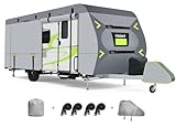 Xenjum Wohnwagen Abdeckung 8-lagig 460×250×220cm, Wohnmobil Schutzhülle Wasserdicht & UV-Schutz, Mit Reißverschluss-Türen, Winddicht & Langlebig für Anhänger & Camper