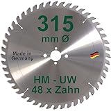 HM Sägeblatt 315 x 30 mm Zähne 48 UW Kreissägeblatt Hartmetall 315mm Ersatzsägeblatt für Avola/Atika/Elektra/Felder/Haffner/Mafell/Metabo/Scheppach/Ulmia