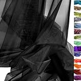 TOLKO 1m Organza Stoffe zum Nähen Meterware | Hauch Zart, Fein, Durchsichtig | zum Dekorieren Basteln 145cm breit | leichter Glanz Stoff für Gardine Vorhänge Tischdecken Deko Schals (Schwarz)
