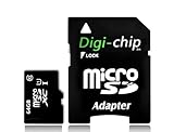 Digi-Chip 64 GB Micro-SD-Speicherkarte für Xiaomi Redmi Note 9, 9S, 9 Pro, 9 Dual Sim, Redmi 8A, Mi 10 lite, Poco X2 Handys und Smartphones