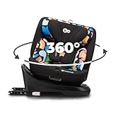 Kinderkraft I-GROW Kindersitz 0-36 kg, I-SIZE 40-150 cm, 360 grad drehbar, Kinderautositz mit Isofix station, FWF und RWF, Verstellbare Kopfstütze/Rückenlehne mit Liegeposition, Happy shapes