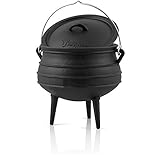 BBQ-Toro Potjie | Gusseisen Hexenkessel Potjie #1, ca. 3 Liter | Guss Kochtopf mit Füßen | Südafrikanischer Dutch Oven | Kochtopf für offenes Feuer, Gusseisen Schmortopf mit Deckel | Fleischtopf