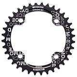 Dymoece Fahrrad Kettenblatt 104BCD 32T/34T/36T/38T für 9 10 11-Fach Runde, Schwarz/Rot- geeignet für die meisten Shimano- und Sram-Kurbelsätzen