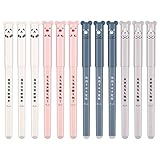 12 Stück Radierbarer Kugelschreiber, Cartoon Stifte Gel Ink Pen Erasable Pen Löschbarer Gelstift für Kinder Studenten Schule Büro (Blau)