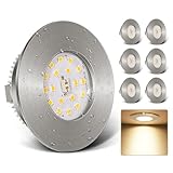 Kimjo 6W LED Einbaustrahler 230V - Ultra Flach LED Spots 3000K Warmweiß - IP44 60-65mm Deckenspots für Badezimmer Küche Wohnzimmer - Spots Deckenleuchte Matt Nickel 6er Set