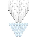 gouveo 20er Set Saftflasche 1000 ml mit Schraubdeckel weiß - Große Glasflasche 1 Liter mit TO48 Verschluss - Leere Flasche zum Befüllen (SF1000W)