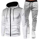 Générique Herren-Set, locker, langärmlig, Kleidung, mit durchgehendem Reißverschluss, einfarbig, Jogging, Sportswear, 2-teilig, warm, günstig, Jacke für Herbst und Winter, lässig, K, L