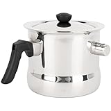 KARL HAUSMANN Edelstahl Milchtopf Induktion - 1.5L - Doppelwandig Milchkochtopf mit Pfeife und Deckel - Simmertopf mit Bakelitgriff - Wasserbad Topf - Milchtöpfe - Milchkanne - Wassertopf - Kochtopf