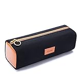 KALIDI Retro Federmäppchen Mit Kupfer Reißverschluss, aus Leder, Federtasche Bleistiftbeutel Federmappe Mäppchen, Etui Große Kapazitöt, 53 Stifte, Pencil case für Jungen Mädchen Teenager Büro Schule