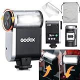 Godox iA32 Mini Flash, Auto/Manual Kamera-Speedlite, 8 Ausgangslevel 490 Vollleistungsblitze, Optische S1/S2-Modi, Kompatibel mit Ricoh, Canon, Sony, Nikon, Pentax, Panasonic, Olympus und Leica