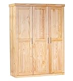 Inter Link Kleiderschrank Garderobenschrank Mehrzweckschrank Dielenschrank Schlafzimmerschrank Kiefer massiv Natur lackiert