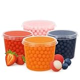 ONHA Bubble Tea Perlen Set - 4er Pack Set mit Popping Boba Fruchtperlen - fruchtige Tapioka Perlen servierfertig - Erdbeere, Maracuja, Blaubeere, Litschi für Bubble Tea