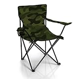 BigDean Faltstuhl Tarnmuster Camouflage Campingstuhl Anglerstuhl mit Getränkehalter& Tragetasche - Anglersessel klappbar - Klappstuhl Gartenstuhl Faltstuhl Relaxsessel Angelsessel faltbar