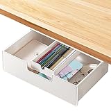 Plstod Schublade Unterbau, Schreibtischschublade Unter Schreibtisch, Unterbauschublade Selbstklebende, mit 2 Montagearten (Schrauben&Selbstklebende) für Büro, Zuhause, Schule (Weiße)