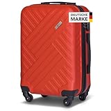 Xonic Design Reisekoffer - ABS Hartschalen Koffer mit 360° Leichtlauf-Rollen - hochwertiger Trolley mit Zahlenschloss in M-L-XL oder Set (Rot, M)