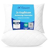 Flowen Kopfkissen 50x80 cm Kissen für Bett 50 x 80 2er Set Bettkissen Hypoallergene Anti-Milben Weiche Kissenfüllung mit Weicher Gesteppter Kopfkissenbezug Abnehmbarem und Waschbaren Schlafkissen