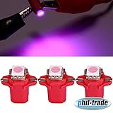 Recambo 3 x Tacho Beleuchtung LED 5050 SMD B8.3D BAX10S Pink Umbauset kompatibel für VW T3 Bus Golf 2 Polo 86c