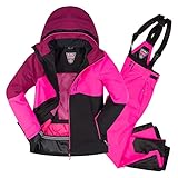 Killtec Mädchen Skianzug Größe 164 wasserdicht 10.000 mm Wassersäule - Skijacke Pink Schwarz, Skihose Pink