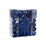 HEITMANN DECO Weihnachtsbaum-Schmuck Set 45-tlg. – Blau – inkl. Baumspitze, Kugeln, Girlanden & Perlketten – bruchsicherer Kunststoff