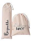 Brotbeutel 2er-Set - Lieblingsbrot und Baguette-Beutel - 100% naturbelassene Baumwolle - öko-zertifiziert -