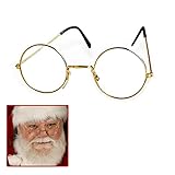 Jonami Brille Weihnachtsmann Kostümbrille Nikolausbrille Weihnachtsmannbrille Nickelbrille Runde Retro Brille Nikolaus für Nikolauskostüm, mit Runden Gläsern