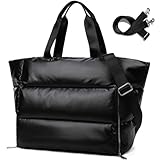 Mabecol Damen Shopper Tasche 35L, Puffer Quilted Tote Bag mit Laptopfach 15,6", Wasserabweisend, Handtasche, Schultertasche & Umhängetasche für Arbeit, Reisen, Fitness, Yoga & Alltag, Schwarz
