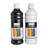 SÜDOR ACRYLFARBEN-SET 500 + 500 ml, Total 1000 ml. Geeignet für Acryl-Pouring. Hochpigmentierte, deckende Künstler-Malfarben. Wasserfest. Vegan (DUO (Schwarz, Weiß))