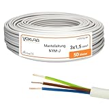NYM-J 3x1,5 mm² 50m Ring Mantelleitung Installationskabel Stromkabel Feuchtraumkabel Kupfer