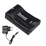 SCART auf HDMI Konverter Ozvavzk Scart zu HDMI Konverter 1080P / 720P Scart HDMI Adapter Scaler Wandler mit Vergoldetem HDMI Anschluss für HDTV STB VHS Xbox PS3 Sky DVD Blu-Ray Videorecorder